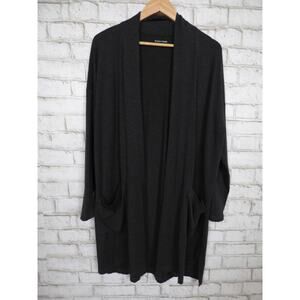 $248 Eileen Fisher Charcoal Tencel Open Front Cardigan with Pockets Small NEW